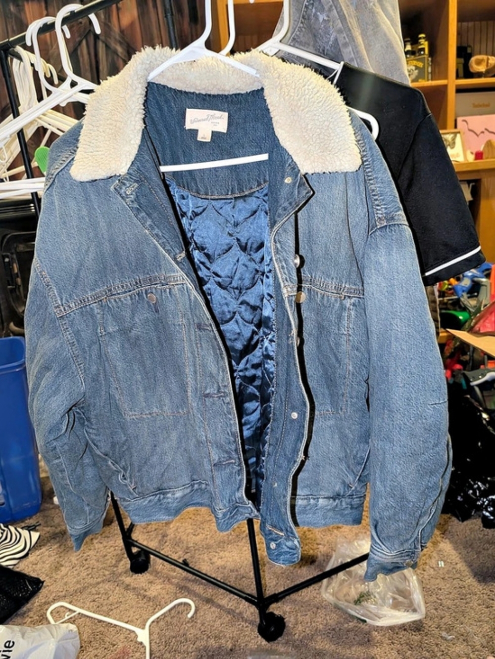 Universal Thread Sherpa Collar Denim Trucker Jacket Medium Blue